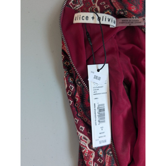 NWT Alice + Olivia Clare Long-Sleeve Turtleneck Belt Dress Sz 0 Burgundy #2C453 - Picture 10 of 12